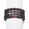 4Pcs 4 Style Natural Coconut & Wood & Mixed Gemstone Beaded Stretch Bracelets Set BJEW-JB08835-1