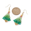 Glass Christmas Tree Dangle Earrings EJEW-JE06154-3