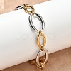 Two Tone 304 Stainless Steel Oval Link Chain Bracelets for Women BJEW-F533-02F-G-2