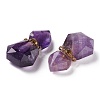 Hexagon Natural Amethyst Perfume Bottle Pendants G-H241-03A-G-2