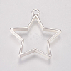 Rack Plating Alloy Star Open Back Bezel Pendants PALLOY-S047-40B-FF-2