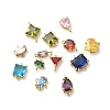 Brass Micro Pave Cubic Zirconia Connector Charms KK-F892-54G-1
