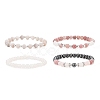 4Pcs 4 Style Natural & Synthetic Mixed Gemstone Round Beaded Stretch Bracelets Set for Women BJEW-JB09113-1