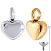 2Pcs 2 Colors Heart Stainless Steel Urn Ashes Pendants STAS-CN0001-73-1