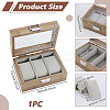 3-Slot Wooden Watch Display Cases with Glass Window Lid and Velvet Pillow Inside CON-WH0043-306B-2