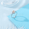 1Pc Adjustable 925 Sterling Silver Cubic Zirconia Ring Components STER-BBC0009-16-4