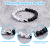 FIBLOOM 3Pcs 3 Styles Natural Howlite & Frosted Black Stone Beaded Stretch Bracelets Set BJEW-FI0001-21-4