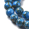 Synthetic Gold Line Turquoise Beads Strands G-A255-A03-01A-3