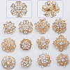12Pcs 12 Style Crystal Rhinestone Flower Brooch Pins JEWB-GF0001-36A-6