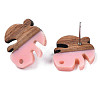 Resin & Walnut Wood Stud Earring Findings MAK-N032-027A-5