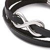 Leather Cord Triple Layered Wrap Bracelet with 304 Stainless Steel Magnetic Clasps BJEW-P275-20P-4