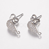 Brass Micro Pave Cubic Zirconia Stud Earring Findings X-ZIRC-G122-55P-RS-1