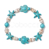 2Pcs Starfish & Turtle Natural Freshwater Shell Beads Stretch Bracelets for Women BJEW-JB11922-3