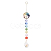 Natural & Synthetic Mixed Gemstone Tree with Glass Window Hanging Suncatchers HJEW-JM00853-04-1