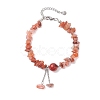 Natural Red Agate Chip Beaded Charm Bracelets for Women BJEW-JB12296-02-2