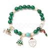 Synthetic Malachite Round Beaded Stretch Bracelet BJEW-TA00251-1
