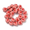 Heart Pattern Handmade Porcelain Enamel Beads PORC-G016-03L-2