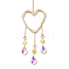 Heart Natural Quartz Crystal Chips Hanging Ornaments HJEW-G024-01B-2