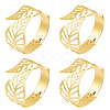 4Pcs Leaf Iron Cuff Bangles BJEW-SP0001-15G-1