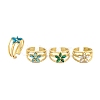 Flower 304 Stainless Steel Open Cuff Rings Ion Plating(IP) RJEW-G314-02G-1