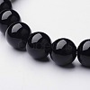 Natural Dyed & Heated Black Agate Round Beaded Stretch Bracelets BJEW-F203-09-2