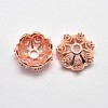 CZ Brass Micro Pave Cubic Zirconia Flower Bead Caps ZIRC-L003-8mm-01RG-1