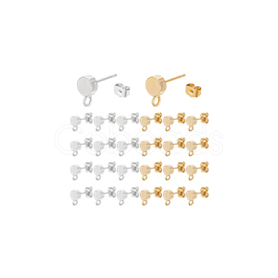 24Pcs 2 Colors Brass Stud Earring KK-BC0013-93-1