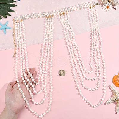 1Pc Round White ABS Plastic Imitation Pearl Beaded Multi-Layered Shoulder Chains AJEW-HY0003-27-1