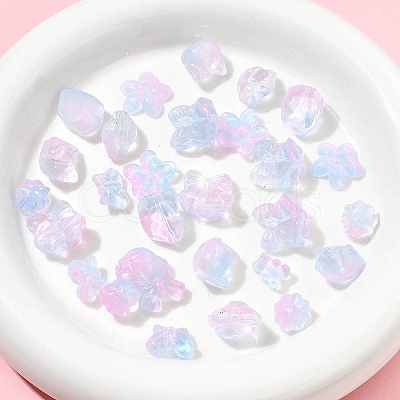 120Pcs 8 Styles Transparent Spray Paint Glass Beads GLAA-FS0002-26-1