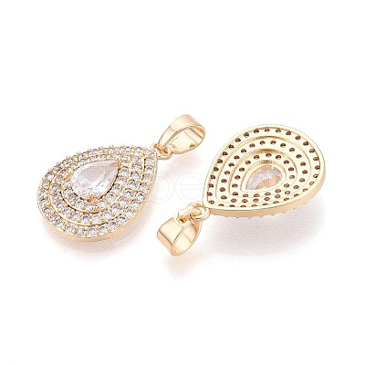 Brass Pave Clear Cubic Zirconia Pendants KK-T081-05G-1