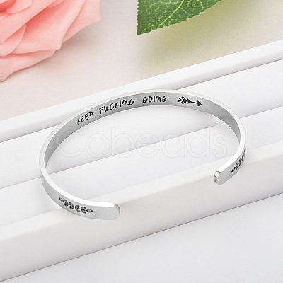 Inspirational Stainless Steel Cuff Bangles for Men Women FS-WG0E735-06-1