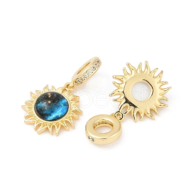 Starry Sky Style Brass Micro Pave Clear Cubic Zirconia Pendants X-KK-R213-08G-02-1