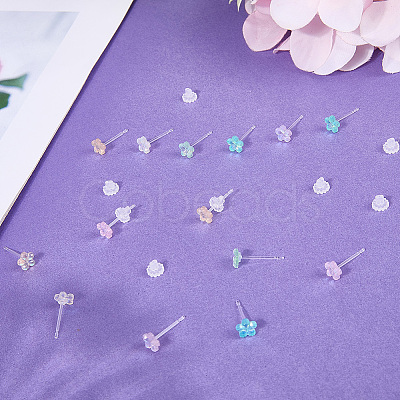 12 Pairs 6 Colors Resin Stud Earrings EJEW-SP0001-13-1