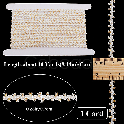 10 Yards Polyester Golden Metallic Wavy Lace Ribbons OCOR-GF0003-81A-1