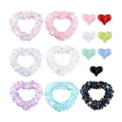 DIY Heart Acylic & Resin Rhinestones Beads Jewelry Making Kits DIY-PH0023-76-1