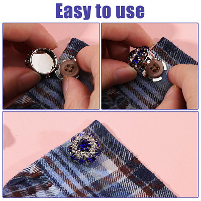 8Pcs Brass Rhinestone Cufflinks BUTT-GL0001-07A-1