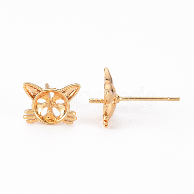 Brass Stud Earrings Findings KK-T062-116G-NF-1