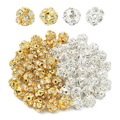 60Pcs 2 Styles Brass Rhinestone Beads KK-YW0004-26-1