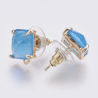 Faceted Glass Stud Earring Findings GLAA-F084-C06-1