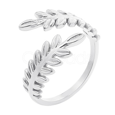 304 Stainless Steel Ear Of Wheat Open Cuff Rings for Women Men LB9093-1-1