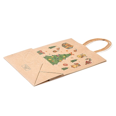 Christmas Theme Printed Kraft Paper Bags with Handles ABAG-M008-08E-1