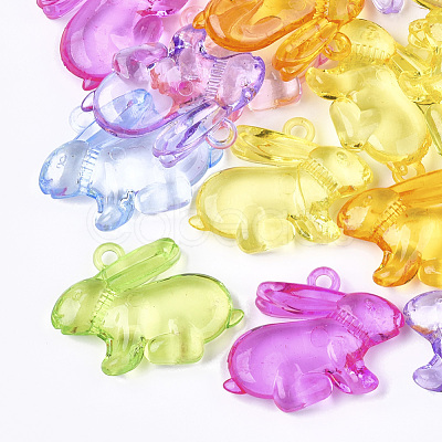 Transparent Acrylic Bunny Pendants TACR-S133-092-1