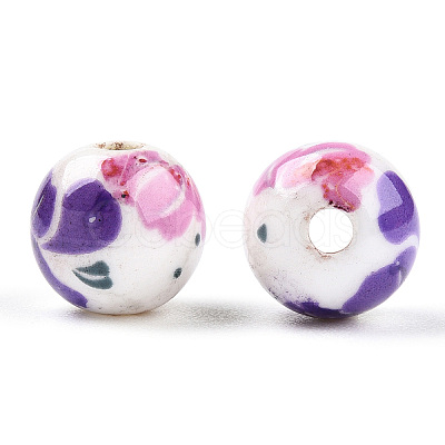 Handmade Printed Porcelain Beads PORC-Q199-8mm-20-1