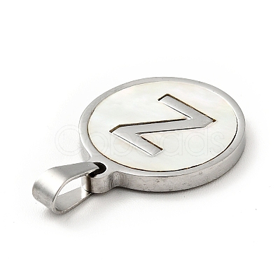 304 Stainless Steel with White Shell Pendants STAS-G268-01Z-P-1