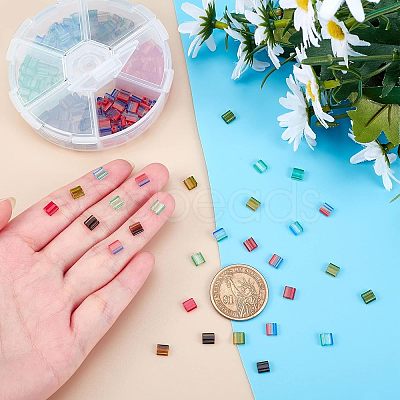 240Pcs 6 Colors 2-Hole Glass Seed Beads SEED-NB0001-24-1