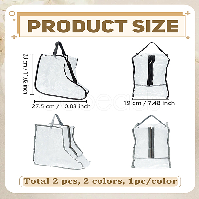 2Pcs 2 Colors Translucent PVC Waterproof Shoes Storage Zipper Bags ABAG-LP0001-98-1