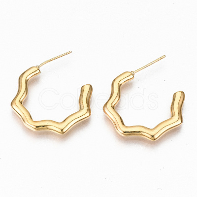 Brass Half Hoop Earrings X-KK-R117-022-NF-1