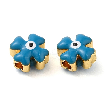 Golden Tone Brass Enamel Beads KK-E048-01G-02-1