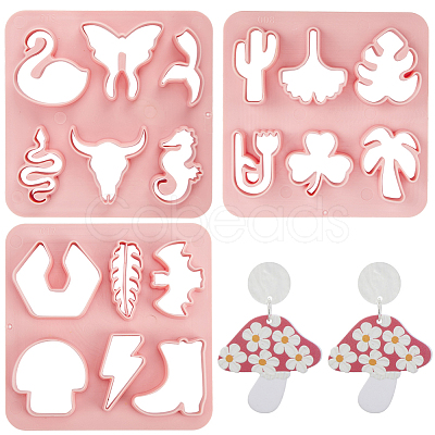 3Pcs 3 Styles Flower Grass Animal ABS Plastic Clay Cutters DIY-GF0009-42B-1
