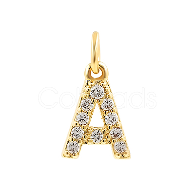 Brass Cubic Zirconia Pendants with Jump Rings FIND-PW0024-09A-1